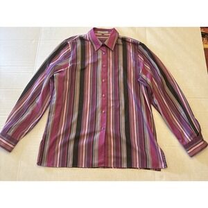 Vintage Fox Craft Women's Size 12 Button Up Shirt Blouse Striped Purple